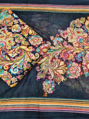 Multi-Color Paisley Printed Unstitched Fabric Set