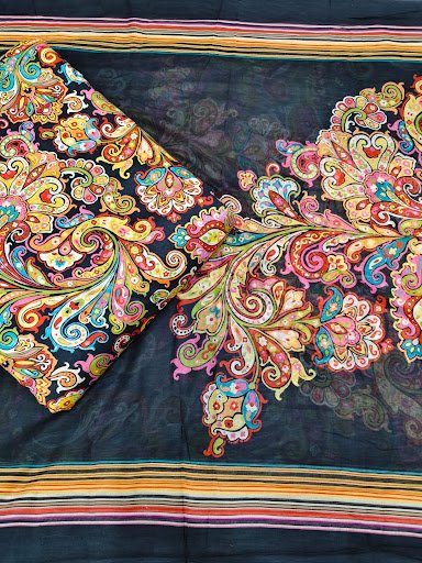 Multi-Color Paisley Printed Unstitched Fabric Set